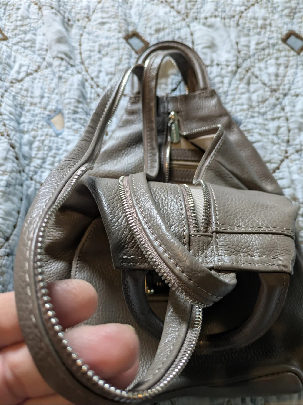 Valentina Leather Backpack In Gray. Very Good Condition.